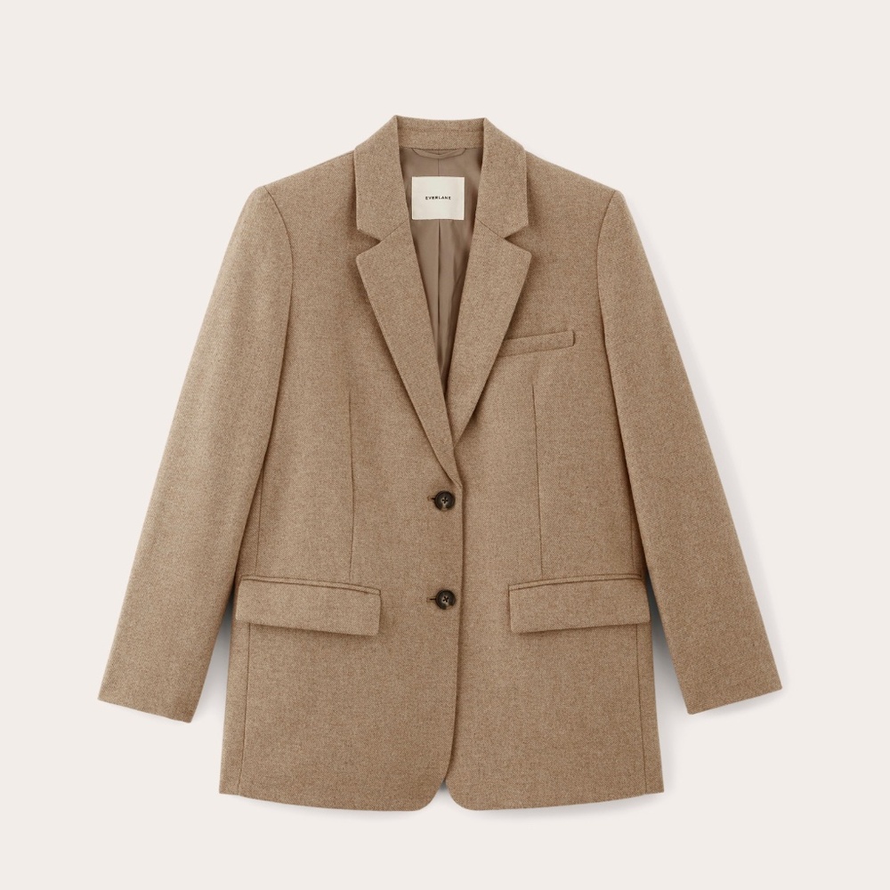 Everlane Women's Oversized Blazer in Wool in Beige Twill, Size 8 - Picture 3 of 4